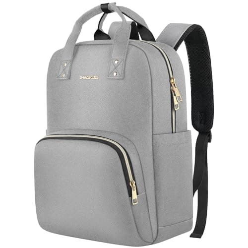 Image of Z-MGKISS Laptop Backpack for Women, Casual Lightweight Daypack, Rucksack Bag 15.6 Inch, Stylish Work Backpack for Travel Business College, Gifts for Ladies Teacher Nurse, Grey