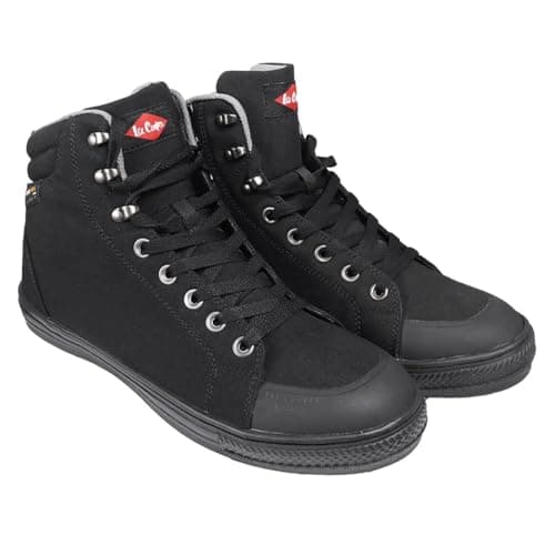 Image of Lee Cooper Workwear LCSHOE158 Unisex Mens Ladies SB / SRA Retro Baseball Boot Work Safety Shoe, Cordura Boot Black, Black, 3 UK