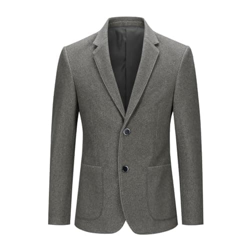 Image of Allthemen Mens Tweed Check Blazer Herringbone 2 Buttons Slim Fit Suit Jacket Wool Blazer Jackets #1205 Green XXL
