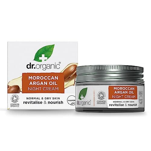Image of Dr Organic Moroccan Argan Oil Night Cream, Moisturising, Natural, Vegan, Cruelty-Free, Paraben & SLS-Free, Plastic Free, Recycled & Recyclable, Certified Organic, 50ml, Packaging may vary
