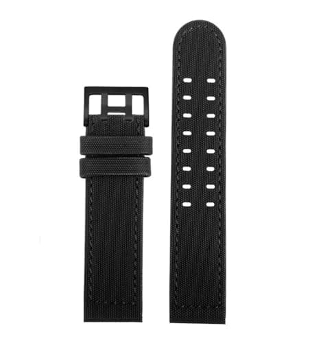Image of CFCMZTZPED Nylon +Leather Watchband Strap compatible witch Hamilton Field Aviation H70575733 H71626735 Waterproof Watch Bracelet Male(Black-black,20mm)