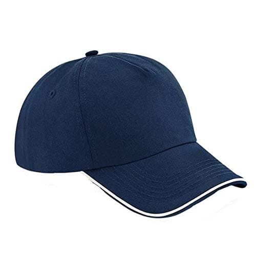 Image of Beechfield B25c Authentic 5 Panel Cap - Piped Peak French Navy/White