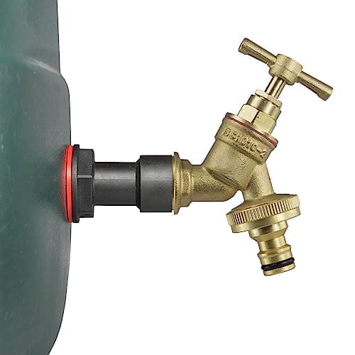 Image of Water Tank Brass Union Bib Tap with 4CM Extended Male-Female 3/4” BSP Water Butt Adapter, Corrosion & Rust Resistant Solid Brass, Garden Hosepipe Quick Connector Click lock Style Replacement Outlet