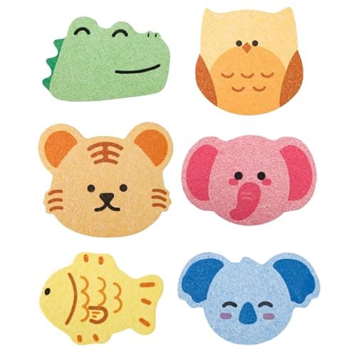 Image of Colaren 6 PCS Animal Shapes Natural Sponges for Bath, Baby Bath Sponge Perfect for Newborn and Toddler Infan, Soft and Comfortable