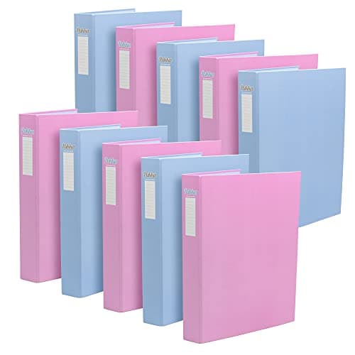 Image of Pukka Pad, Pastel A4 Ringbinder Files with D-Ring Mechanism – 10 Pack – 40mm Spine with Customisable Label for Large Amounts of Documents – 32 x 26.3mm, Pink and Blue