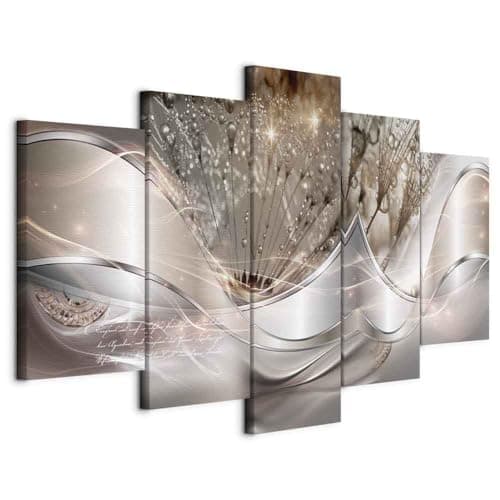 Image of murando - Textured Canvas Wall Art Abstraction Flowers 100x50 cm / 39.4" x 19.7" Canvas Print with Acrylic Gel Texture - Artwork Painting Picture Photo Home Decoration 5 pieces Dandelion a-C-0087-b-n