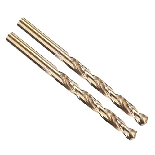 Image of PATIKIL 6.7mm Drill Bit 17/64", M35 Cobalt 5% High-Speed Steel Jobber Straight Shank 135° Gold Finish for Stainless Steel Hard Metal - 2 Pack