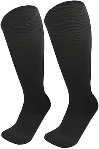Image of HAJRA® Men’s Football socks,Hokey,Rugby Sports Knee High Socks,Men Knee High Sock Outdoor Game Soccer Sox,Men Rugby Football Running Sock Black (Men 6-11)