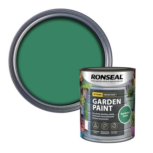 Image of AOC24 Garden Fence Paint 750ml – Multi-Surface Exterior Paint for Wood, Brick, Metal, Stone & Terracotta – Waterproof, Resists Fading, Matt Finish for Sheds, Fences, Garden Furniture Rainforest Green