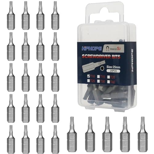Image of HPHOPE T10 Bits, T10 Torx Bit x 25 Pcs, 1/4" Hex Shank Screwdriver Bits Sets, 25 Bits per Box