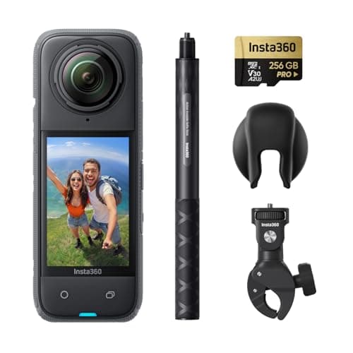 Image of Insta360 X4 Motorcycle Bundle - 8K Waterproof 360 Action Camera, 4K Wide-Angle Video, Invisible Selfie Stick, Removable Lens Guards, 135 Min Battery Life, AI Editing, Stabilization, for Sports, Travel