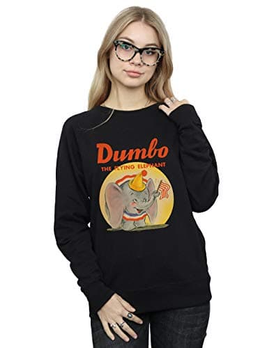 Image of Disney Women's Dumbo Flying Elephant Sweatshirt Black X-Large