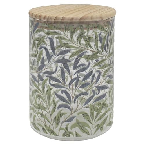 Image of The Leonardo Collection William Morris Willow Bough Glass Canister For Home & Kitchen | Storage Containers & Kitchen Organizers For Gift | Ideal Storage Jars For Biscuits Honey Green Tea