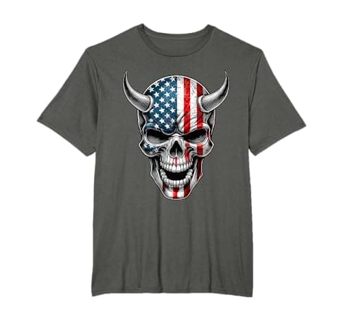 Image of 4th Of July Shirt For Women Men Rocker American Flag Skull T-Shirt