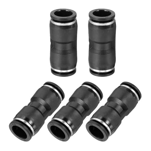 Image of sourcing map 5 Pcs Push to Connect Fittings 1/2 Inch Tube OD Pneumatic Quick Connector Straight Union Tube Fitting for Water Oil Gas Air Hose Line Pipe, Black