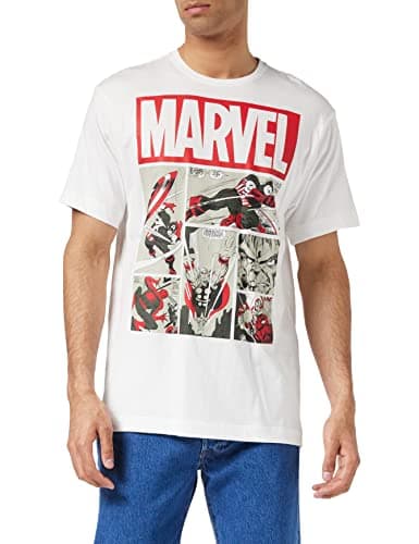 Image of Marvel Men's Heroes Comics T Shirt, White (White White), S UK
