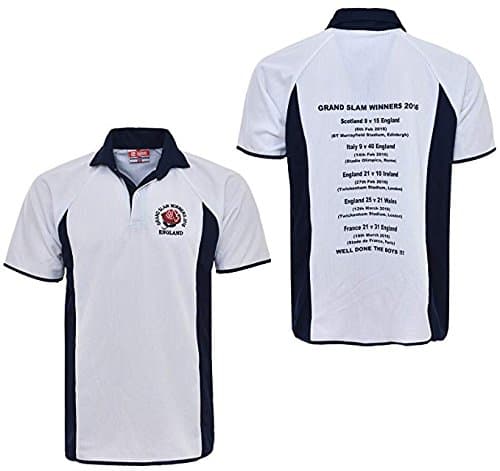 Image of ACTIVE WEAR Grand Slam Winner 2016 England Rugby Fan supporter Supporter Shirts Size =S to 5XL (WHITE/NAVY, M)