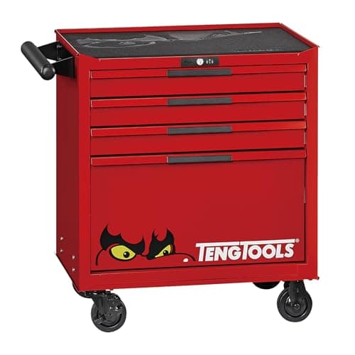 Image of Teng Tools 26 Inch Wide 4 Drawer PRO35 Heavy Duty Red Low Roller Cabinet - TSW26R4L