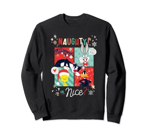Image of Looney Tunes Christmas Naughty Or Nice? Bugs, Tweety, Daffy Sweatshirt