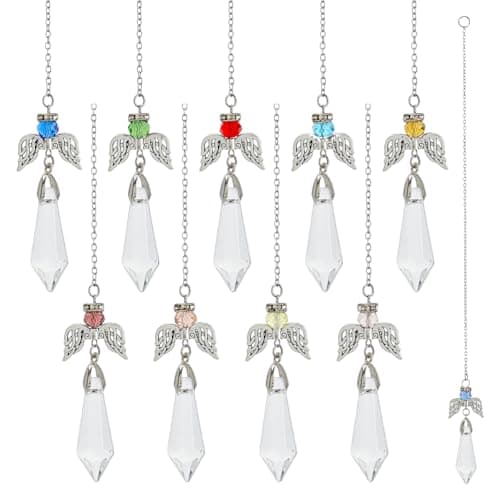 Image of SUPERFINDINGS 10Pcs Guardian Angel Suncatcher Rainbow Prisms Sun Catchers 12.24Inch Glass Sun Catchers Prisms Rainbow Maker Guardian Angel Christmas Ornaments