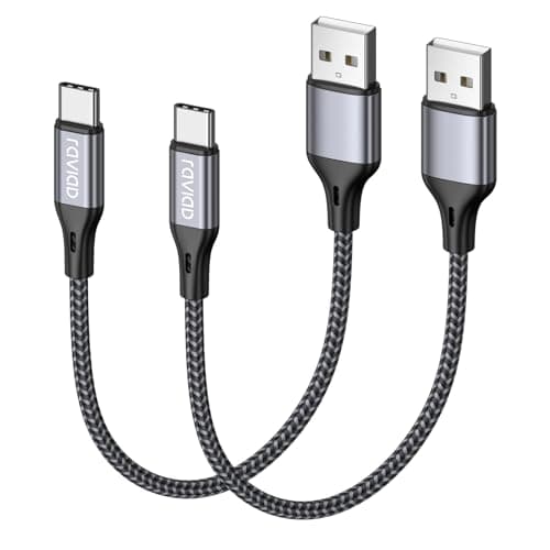 Image of RAVIAD USB C Charger Cable Short [2Pack 0.3M], USB to USB C Cable Fast Charging Cable Nylon Braided Type C Charger Cable for iPhone 16, 15 Plus Pro Max, Galaxy S24 S23 S22, Pad Pro, Macbook