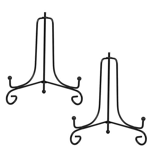 Image of Tincogo (2 pack) Iron Display Stand, Black Iron Easel Plate Display Photo Holder Stand, Displays Picture Frames, Cookbooks, Decorative Plates, Tablets and Art 8 Inch