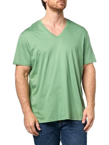 Image of Armani Exchange Mens Basic Pima V Neck Tee, Shale Green, Large