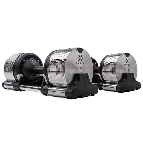 Image of FORGEX 40kg Premium Adjustable Dumbbells, 3-40kg Range, 1kg Increments, Chrome Steel, Pair