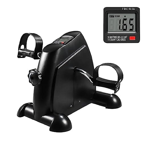 Image of Holdfiturn Mini Pedal Exercise Bike, Pedal Exerciser, Under Desk Bike, Mini Stepper with LCD Screen Display, Adjustable Resistance Cycle Bike, Portable Home Gym Fitness Equipment for Arm or Leg