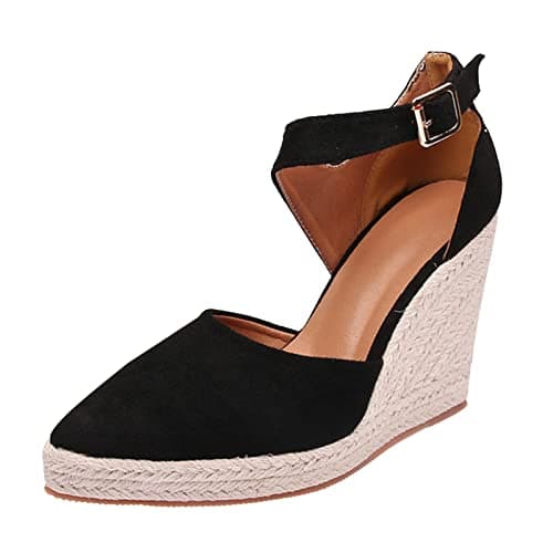 Image of Generisch Product Category Women's Sandals - Product Title Espadrilles Fishing Shoes Women's 2022 Flax Straw Woven with High Heel Shoes Women's Shoes, black, 6 UK