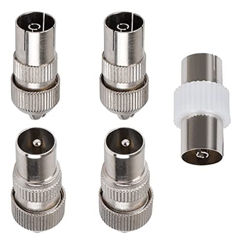 Image of Gunwon 5 PCS aerial connectors，2x Female & 2x Male TV Aerial Coaxial Cable Connectors Adaptor,F Connector Adaptor, Coaxial Connector Coax RF Cable Aerial Plug