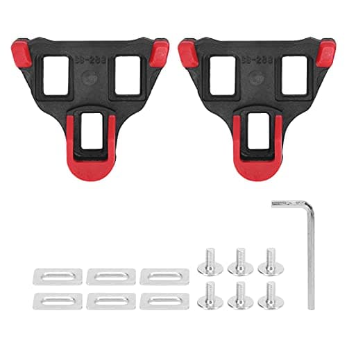 Image of NDiyueAa TB‑011 Universal Road Bike Cleats 6 Degree Float Self Locking Cycling Pedals Cleat Set (Black Red)