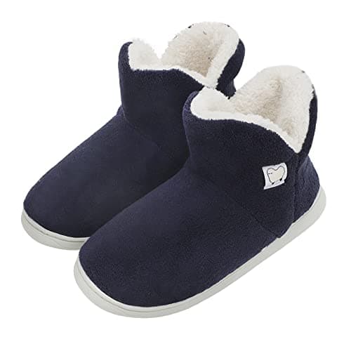 Image of IPENNY Men's Women's Warm Cozy Knit Boots Indoor Slipper Boots Non-Slip House Slippers Fuzzy Ankle High Snow Bootie with Knitted Upper & Fleece Lined Warm Ankle Bootie Slippers