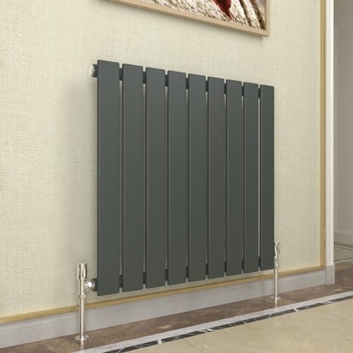 Image of GY Bath Horizontal Radiator Anthracite Flat Panel Designer 600x612mm Single Modern Central Heating Rads