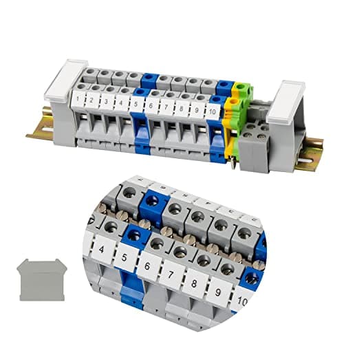 Image of SRJQXH DIN Rail Connection Block Kit UK/10N, DIN Rail Terminal Block with 20cm Rail and Terminal Block Attachment for Production Automation, Circuit Switching