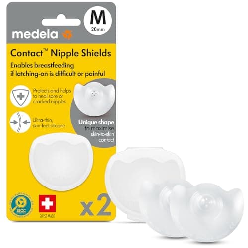 Image of Medela Silicone Contact Nipple Shields, Soft Ultra-Thin Design, Made Without BPA, 1 Pack of 2 Shields (20 mm) and Case