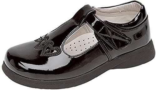 Image of Boulevard Girls Touch Fastening T-bar Shoes, Black Patent, 9 UK Child
