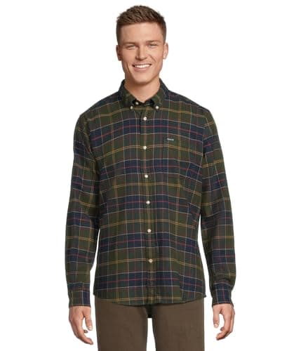 Image of Barbour MSH5014-TN11 Keyloch Taylored Shirt BD Classic Tartan Men's Flannel Shirt, Classic Tartan Green, XL