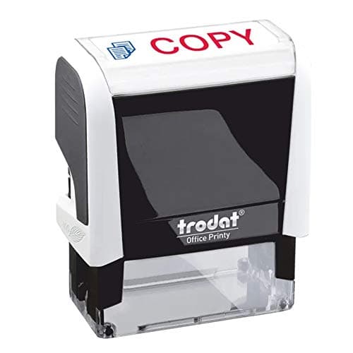 Image of Trodat Stamp 4912 Office Printy with English Text COPY – Self Inking, Red and Blue Ink, 18 x 46 mm