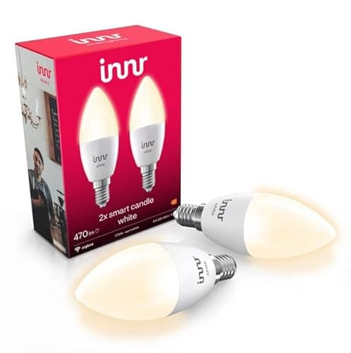 Image of Innr Zigbee E14 Smart Bulb, Works with Hue* and Alexa (Bridge Required), Warm White, LED Candle, Dimmable, 470 Lumen, 2-Pack