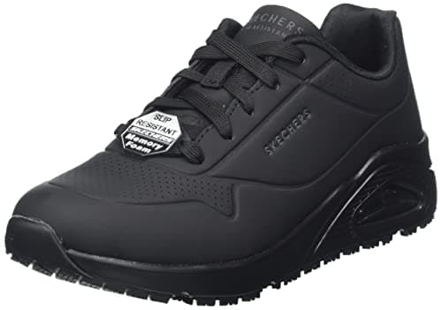 Image of Skechers Womens Uno Slip Resistant Trainers, Black Synthetic, 5 UK