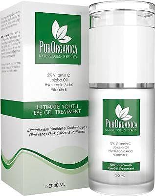 Image of PurOrganica Eye Cream for Dark Circles, Puffiness, Eye Bags & Wrinkles – Organic Anti Ageing Under Eye Cream with Vitamin C, Hyaluronic Acid, Jojoba & Vitamin E - Double Sized 30ML
