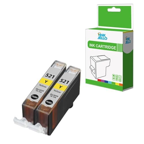 Image of InkJello Ink Cartridge For Printer, Compatible With Canon Pixma iP3600 iP4600 iP4700 MP540 MP550 MP560 MP620 MP630 MP640 MP980 MP990 MX860 MX870 CLI-521 (Yellow, 2-Pack)