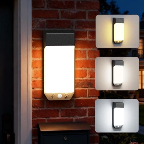 Image of vighep Outdoor Wall Lights Motion Sensor, IP65 Waterproof Outside Light Mains Powered, 3000K/4500K/6500K LED Security Lamp for Garden Front Door Patio Garage Garden Fence-1Pack