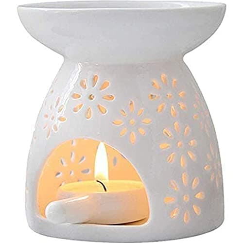 Image of Wax Melt Burner Wax burner Ceramic Oil Burners Assorted Wax Warmer Aromatherapy Holder Candle Scented Diffuser Home Bedroom Decor Flower Pattern