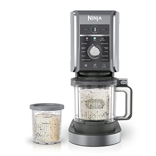 Image of Ninja NC501 CREAMi Deluxe 11-in-1 Ice Cream & Frozen Treat Maker for, Sorbet, Milkshakes, Drinks More, 11 Programs, with 2 XL Family Size Pint Containers, Perfect Kids, Silver, 2 quarts
