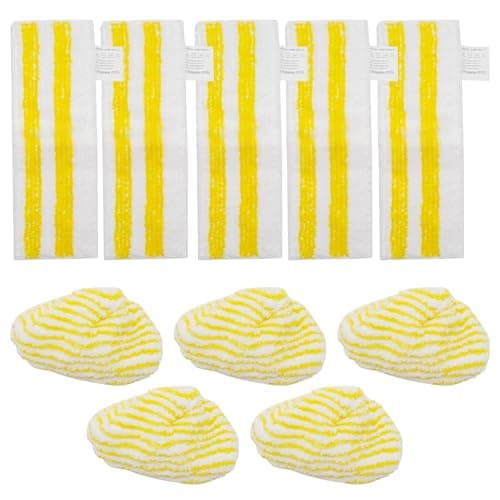 Image of Ollanoos 10Pcs Microfibre Floor Cloths with Handheld Nozzle Pads, Replacement for Kärcher SC Steam Cleaners, with Hook-and-Loop System and Base Strap