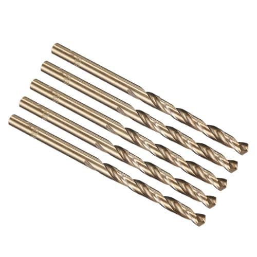 Image of PATIKIL 4mm Drill Bit, M35 Cobalt 5% High-Speed Steel Jobber Straight Shank 135° Gold Finish for Stainless Steel Hard Metal - 5 Pack