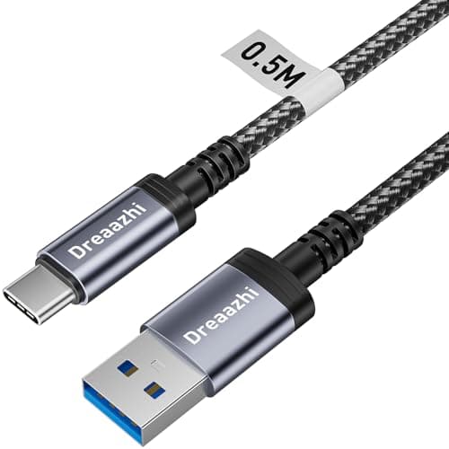 Image of Dreaazhi USB C Data Cable 0.5M, USB 3.1 Gen 2 Cable 3.1A Fast Charging, 10GB Data transfer Cable USB to Type C for Samsung Note20,Galaxy S23,Samsung T7, SanDisk Extreme Portable SSD, Crucial X8, WD