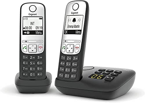 Image of Gigaset A690A Easy to use Cordless DECT Home Telephone with Answering Machine, Speakerphone,Nuisance call block, home office. Single Handset, Silver/Black (Duo)